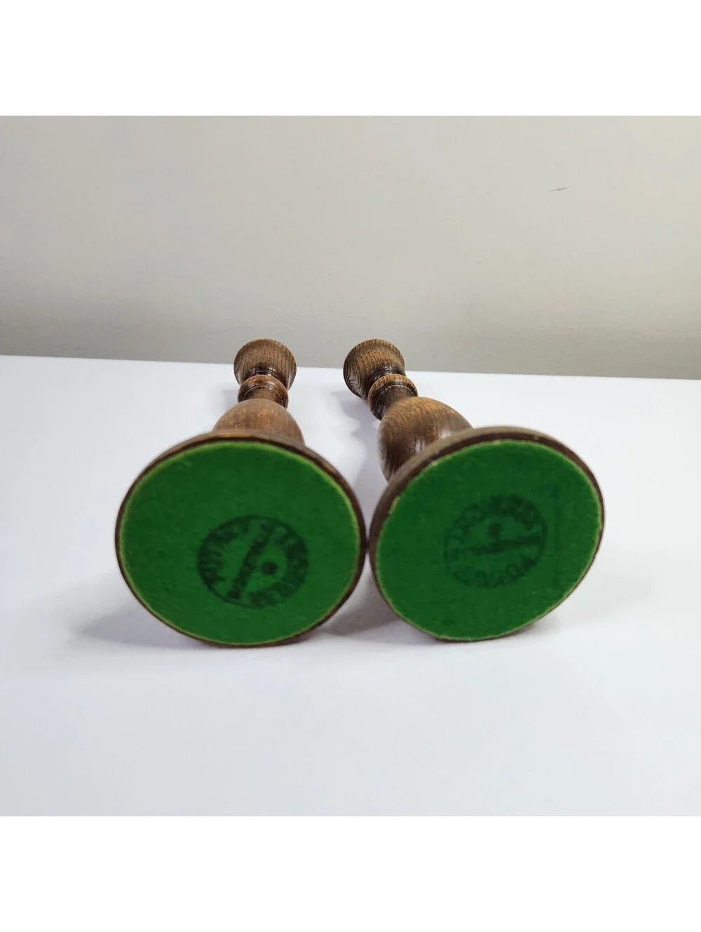 Pair of wooden candlesticks